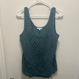 Maurices Teal Crochet Overlay Tank